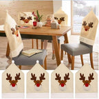 Christmas Hat Chair Cover Xmas Santa Claus Deer Elk Dining Chair Covers for Kitchen Placemat Dining Seat Christmas Home Decor r Back Cover Removable Washable Chair Protector Cover For Kitchen Dining Room Chairs and Living Room 50x60cm Stevvex