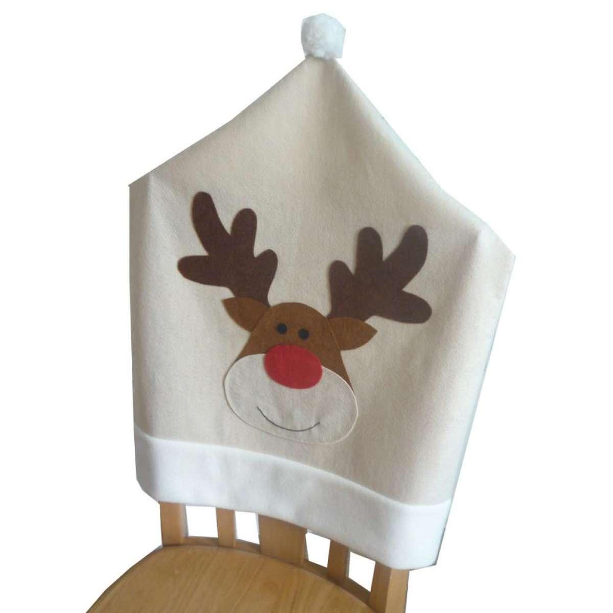 Christmas Hat Chair Cover Xmas Santa Claus Deer Elk Dining Chair Covers for Kitchen Placemat Dining Seat Christmas Home Decor r Back Cover Removable Washable Chair Protector Cover For Kitchen Dining Room Chairs and Living Room 50x60cm Stevvex
