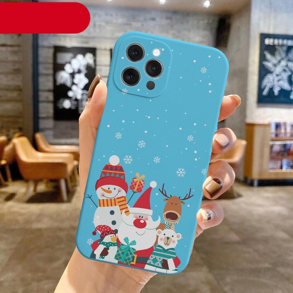 Christmas Pattern Design Red Silicone Phone Cover Anti-Scratch Soft Slim Bumper Shockproof Protective Case Shockproof Phone Case For iPhone 13 14 Pro Max Merry Christmas Candy Silicone Bumper Cover Stevvex
