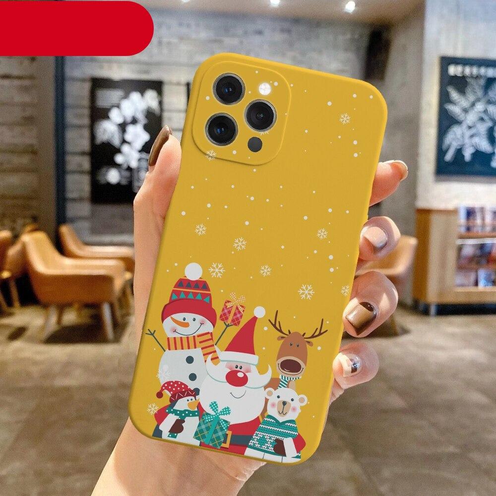 Christmas Pattern Design Red Silicone Phone Cover Anti-Scratch Soft Slim Bumper Shockproof Protective Case Shockproof Phone Case For iPhone 13 14 Pro Max Merry Christmas Candy Silicone Bumper Cover Stevvex