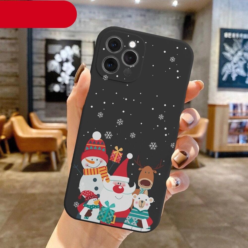 Christmas Pattern Design Red Silicone Phone Cover Anti-Scratch Soft Slim Bumper Shockproof Protective Case Shockproof Phone Case For iPhone 13 14 Pro Max Merry Christmas Candy Silicone Bumper Cover Stevvex