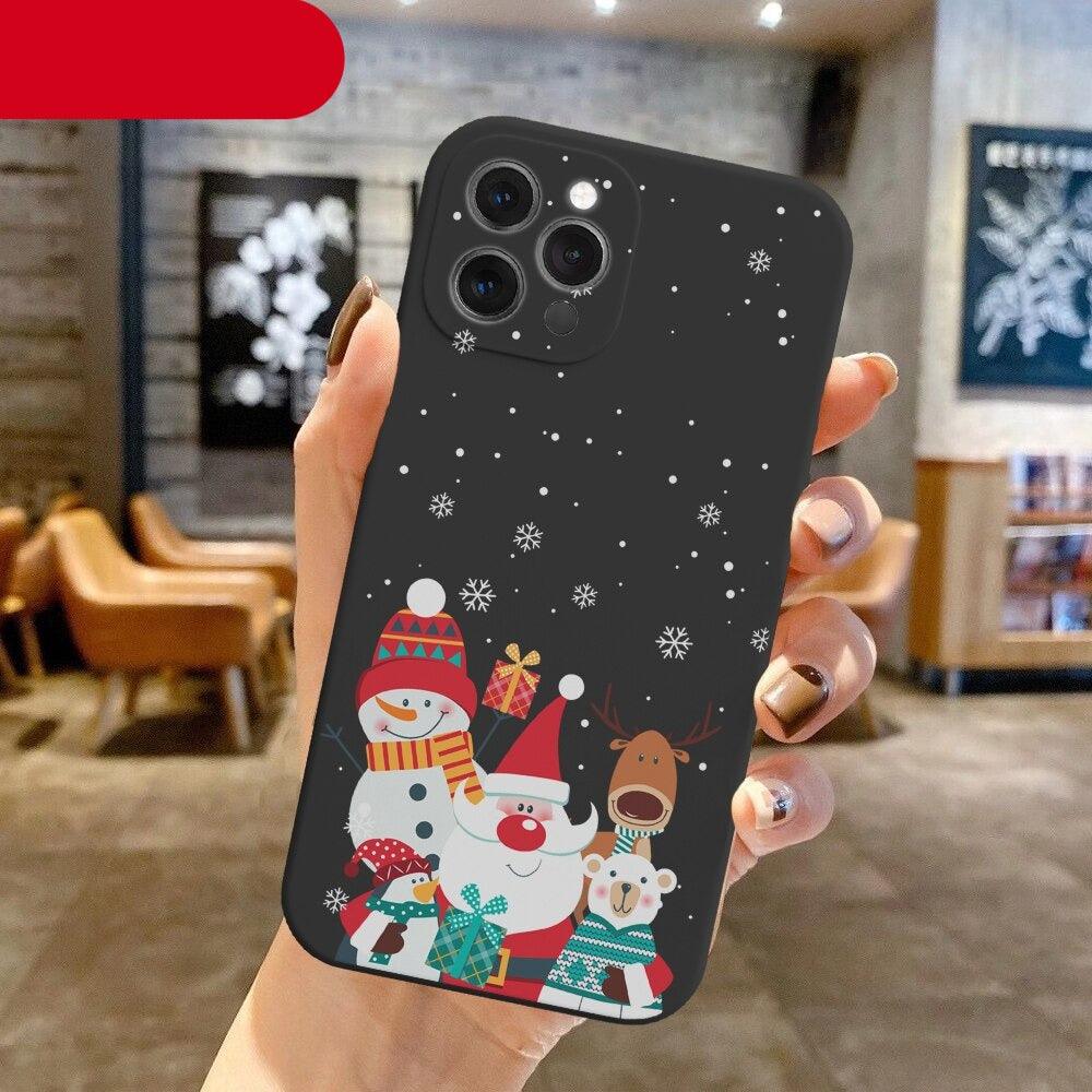 Christmas Pattern Design Red Silicone Phone Cover Anti-Scratch Soft Slim Bumper Shockproof Protective Case Shockproof Phone Case For iPhone 13 14 Pro Max Merry Christmas Candy Silicone Bumper Cover Stevvex