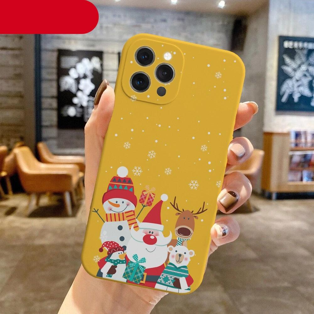 Christmas Pattern Design Red Silicone Phone Cover Anti-Scratch Soft Slim Bumper Shockproof Protective Case Shockproof Phone Case For iPhone 13 14 Pro Max Merry Christmas Candy Silicone Bumper Cover Stevvex