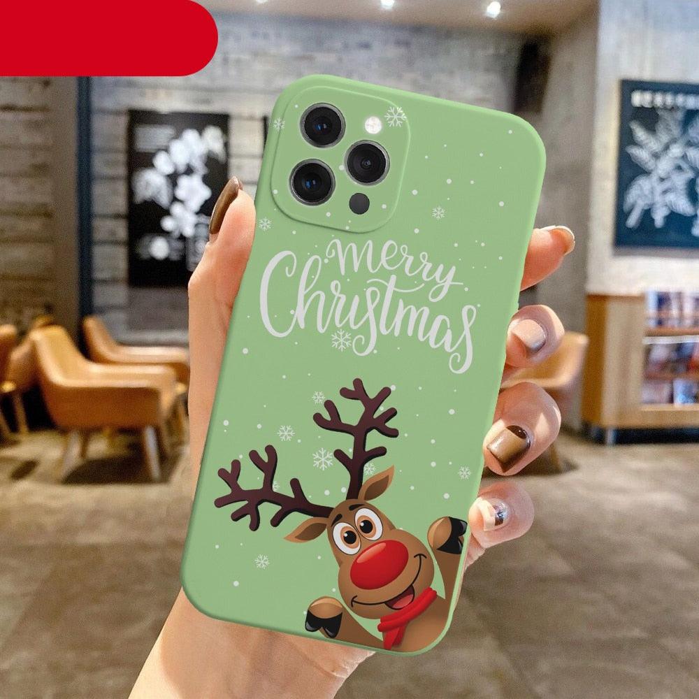 Christmas Pattern Design Red Silicone Phone Cover Anti-Scratch Soft Slim Bumper Shockproof Protective Case Shockproof Phone Case For iPhone 13 14 Pro Max Merry Christmas Candy Silicone Bumper Cover Stevvex