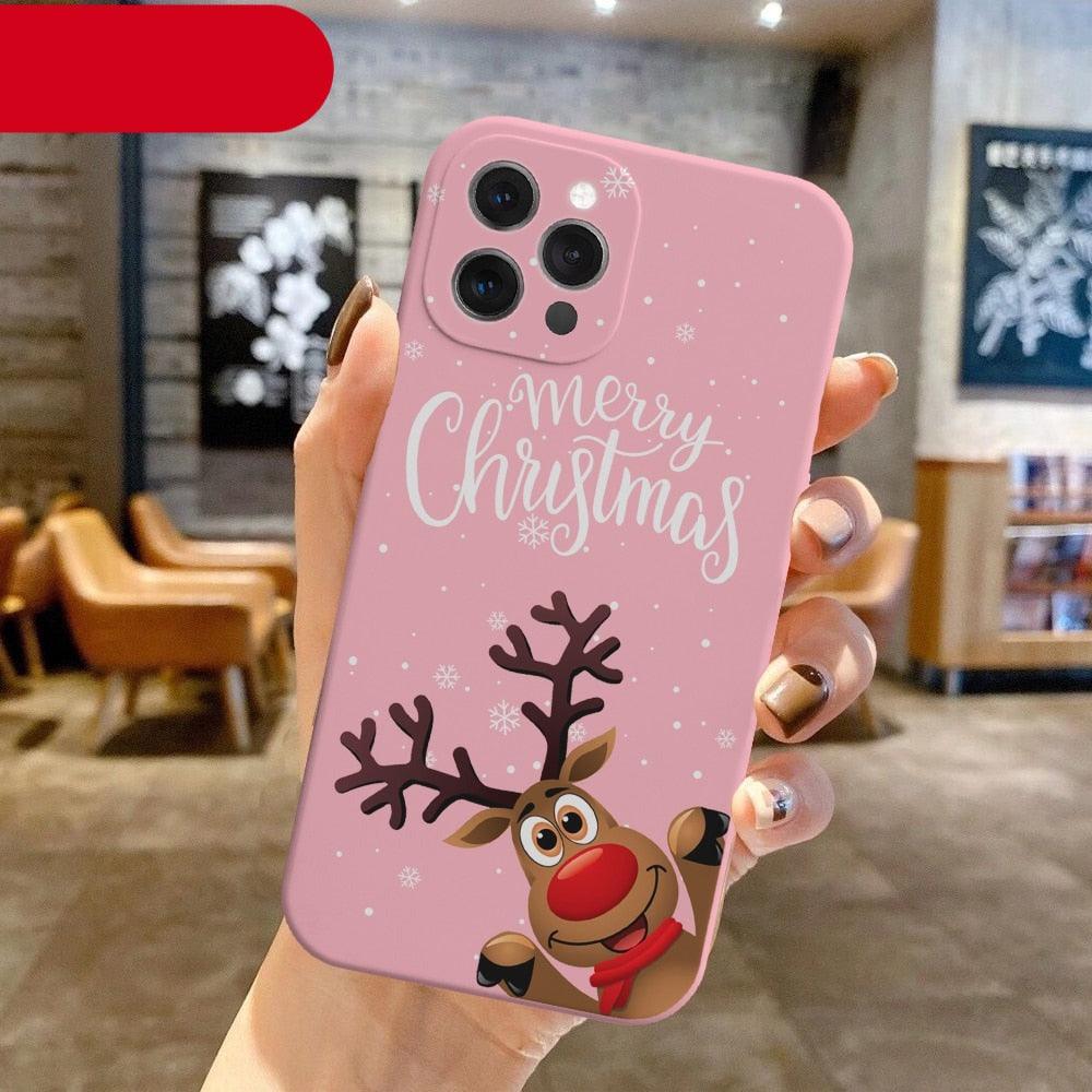 Christmas Pattern Design Red Silicone Phone Cover Anti-Scratch Soft Slim Bumper Shockproof Protective Case Shockproof Phone Case For iPhone 13 14 Pro Max Merry Christmas Candy Silicone Bumper Cover Stevvex