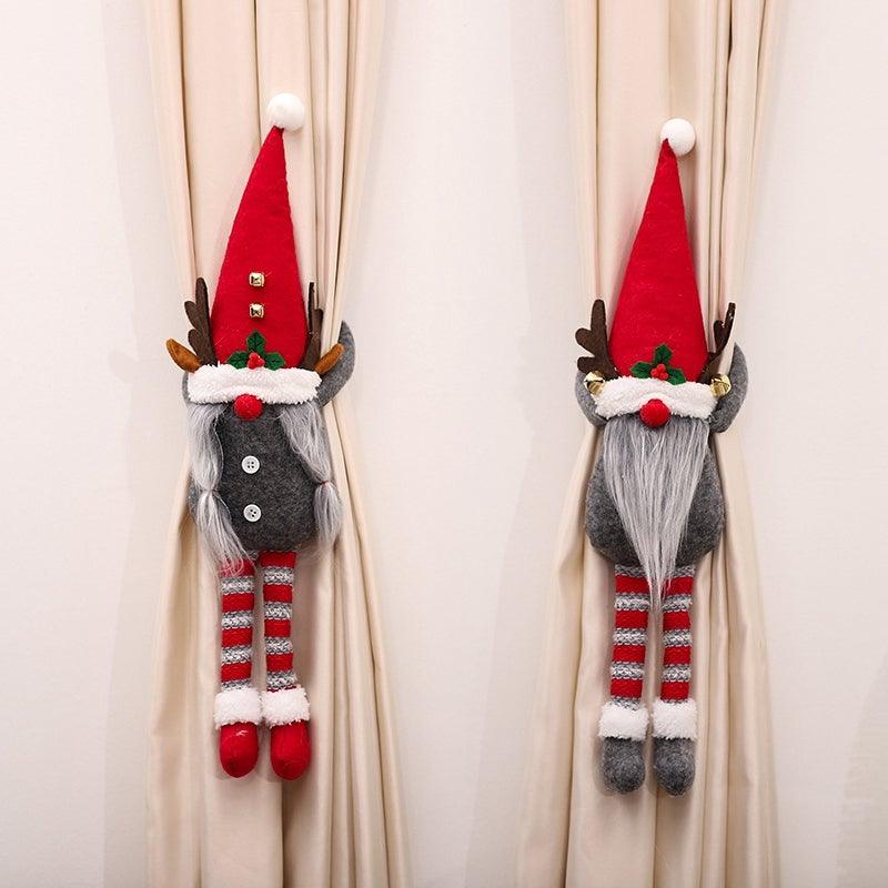 Christmas Plaid Curtain Buckle Santa Snowman Curtain Tiebacks Tie Rope Christmas Decor Curtain Buckle Bandage Curtain Tieback Santa Curtain Buckle Tieback Curtain Holder Fastener Doll Wine Bottle Topper For Home Window Decorations Christmas Ornaments Stevvex