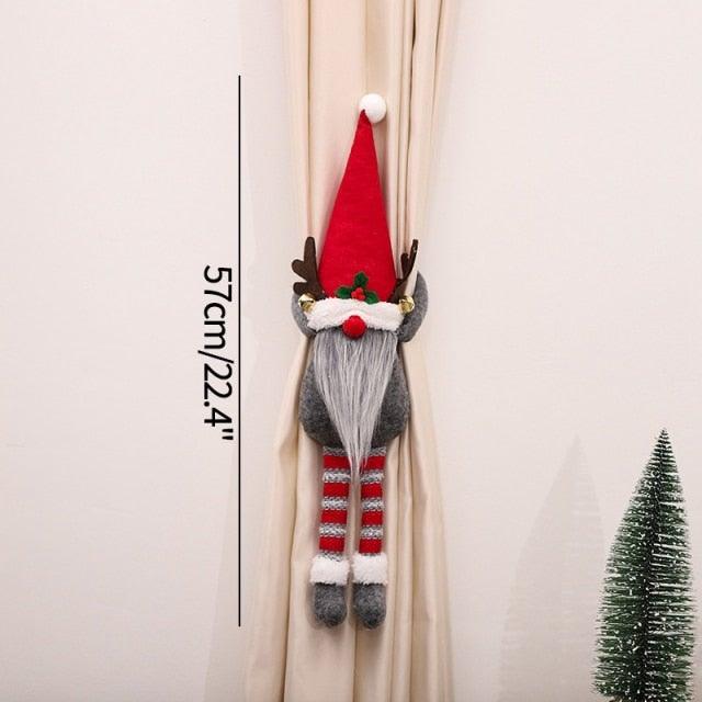 Christmas Plaid Curtain Buckle Santa Snowman Curtain Tiebacks Tie Rope Christmas Decor Curtain Buckle Bandage Curtain Tieback Santa Curtain Buckle Tieback Curtain Holder Fastener Doll Wine Bottle Topper For Home Window Decorations Christmas Ornaments Stevvex