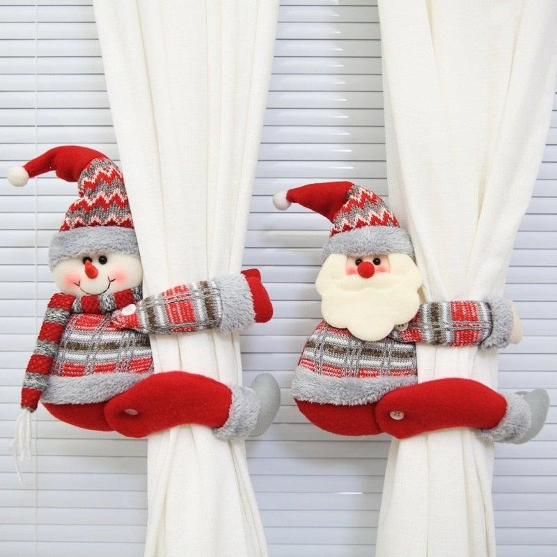 Christmas Plaid Curtain Buckle Santa Snowman Curtain Tiebacks Tie Rope Christmas Decor Curtain Buckle Bandage Curtain Tieback Santa Curtain Buckle Tieback Curtain Holder Fastener Doll Wine Bottle Topper For Home Window Decorations Christmas Ornaments Stevvex