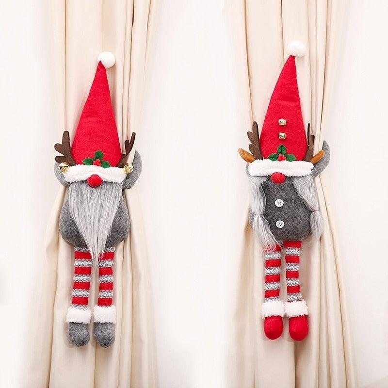 Christmas Plaid Curtain Buckle Santa Snowman Curtain Tiebacks Tie Rope Christmas Decor Curtain Buckle Bandage Curtain Tieback Santa Curtain Buckle Tieback Curtain Holder Fastener Doll Wine Bottle Topper For Home Window Decorations Christmas Ornaments Stevvex