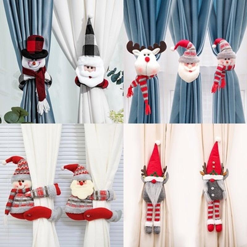 Christmas Plaid Curtain Buckle Santa Snowman Curtain Tiebacks Tie Rope Christmas Decor Curtain Buckle Bandage Curtain Tieback Santa Curtain Buckle Tieback Curtain Holder Fastener Doll Wine Bottle Topper For Home Window Decorations Christmas Ornaments Stevvex