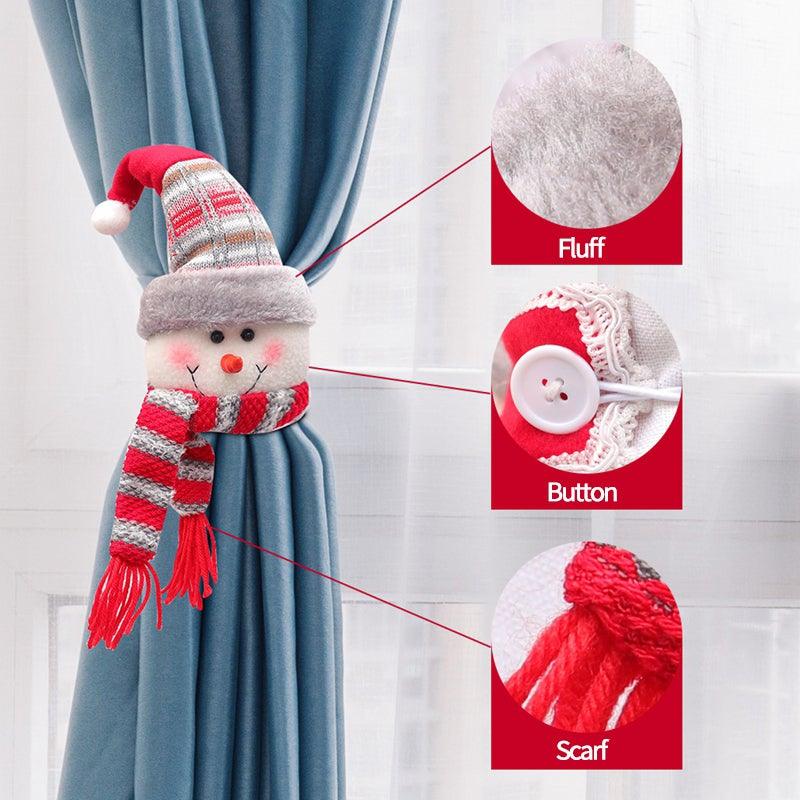 Christmas Plaid Curtain Buckle Santa Snowman Curtain Tiebacks Tie Rope Christmas Decor Curtain Buckle Bandage Curtain Tieback Santa Curtain Buckle Tieback Curtain Holder Fastener Doll Wine Bottle Topper For Home Window Decorations Christmas Ornaments Stevvex