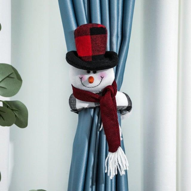 Christmas Plaid Curtain Buckle Santa Snowman Curtain Tiebacks Tie Rope Christmas Decor Curtain Buckle Bandage Curtain Tieback Santa Curtain Buckle Tieback Curtain Holder Fastener Doll Wine Bottle Topper For Home Window Decorations Christmas Ornaments Stevvex