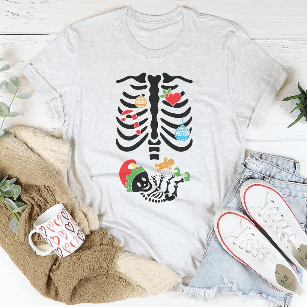 Christmas Pregnant Skeleton Tee Peachy Sunday