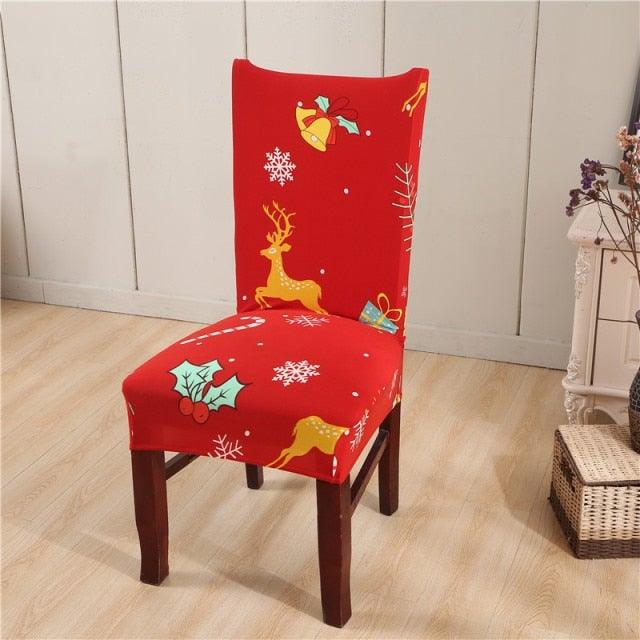 Christmas Printing Dining Chair Covers Modern Removable Anti-dirty Kitchen Seat Case Stretch Chair Slipcovers for Home Banquet Dining Room Chair Protector Seat Protector Slipcovers Stretch Removable Washable Printed Dining Chair Seat Covers for Kitchen Stevvex