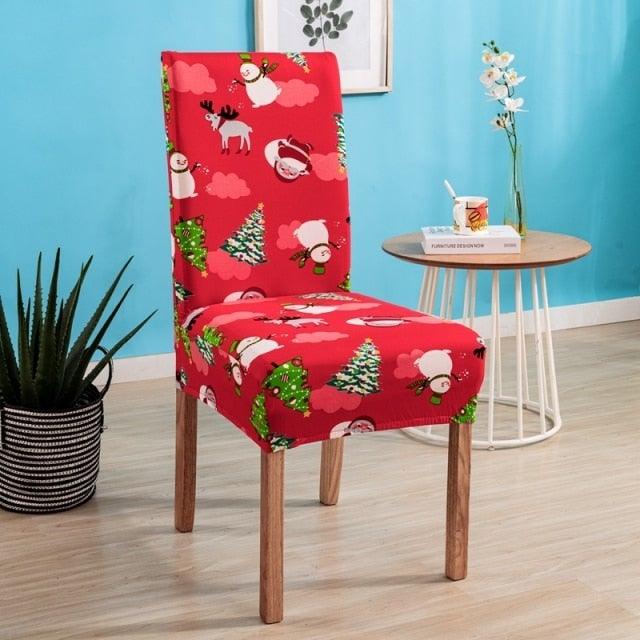 Christmas Printing Dining Chair Covers Modern Removable Anti-dirty Kitchen Seat Case Stretch Chair Slipcovers for Home Banquet Dining Room Chair Protector Seat Protector Slipcovers Stretch Removable Washable Printed Dining Chair Seat Covers for Kitchen Stevvex