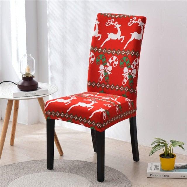 Christmas Printing Dining Chair Covers Modern Removable Anti-dirty Kitchen Seat Case Stretch Chair Slipcovers for Home Banquet Dining Room Chair Protector Seat Protector Slipcovers Stretch Removable Washable Printed Dining Chair Seat Covers for Kitchen Stevvex