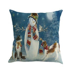 Christmas Printing Sofa Bed Home Decor Pillow Cover Pillow Case Holiday Decorative Christmas Throw Pillows Cotton Linen Winter Snowman Wolf Deer Pillow Covers Cases for Home