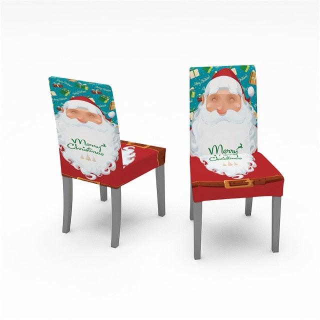 Christmas Removable Washable Dining Room Chair Protector Slipcovers for Christmas Home Decor Holiday Seat Cover Christmas Chair Covers Santa Printed Elastic Stretch Dining Chairs Chair Slipcover Kitchen Seat Cover Home Decor Stevvex