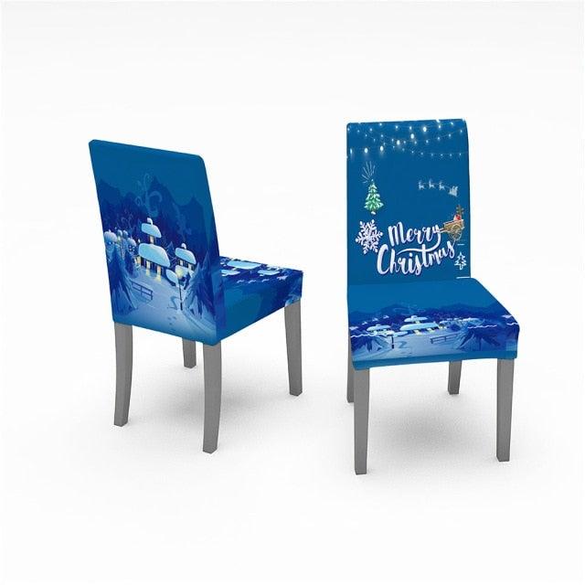 Christmas Removable Washable Dining Room Chair Protector Slipcovers for Christmas Home Decor Holiday Seat Cover Christmas Chair Covers Santa Printed Elastic Stretch Dining Chairs Chair Slipcover Kitchen Seat Cover Home Decor Stevvex