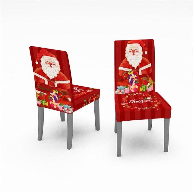 Christmas Removable Washable Dining Room Chair Protector Slipcovers for Christmas Home Decor Holiday Seat Cover Christmas Chair Covers Santa Printed Elastic Stretch Dining Chairs Chair Slipcover Kitchen Seat Cover Home Decor Stevvex