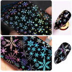Christmas Silver Snowflakes Nail Art Foil Transfer Glitter Stickers 3D Nail Art Decals Designer Manicuring Decoration Xmas Gift Nails Snowflake Nail Art Stickers Decals Christmas Nail 3D Self Adhesive Nail Stickers for Acrylic Nails Snowflake