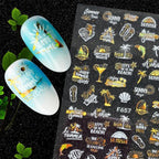 Christmas Snowflake Lines 3D Nail Stickers Gold And White Xmas Snowflakes Leaves Decals Slider Nail Art Decoration Wraps Nail Art Stickers Decal 3D Self-Adhesive Abstract Face Curve Graffiti Nail Design for Acrylic Nail Supplies Stevvex