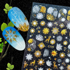 Christmas Snowflake Lines 3D Nail Stickers Gold And White Xmas Snowflakes Leaves Decals Slider Nail Art Decoration Wraps Nail Art Stickers Decal 3D Self-Adhesive Abstract Face Curve Graffiti Nail Design for Acrylic Nail Supplies Stevvex