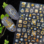 Christmas Snowflake Lines 3D Nail Stickers Gold And White Xmas Snowflakes Leaves Decals Slider Nail Art Decoration Wraps Nail Art Stickers Decal 3D Self-Adhesive Abstract Face Curve Graffiti Nail Design for Acrylic Nail Supplies Stevvex