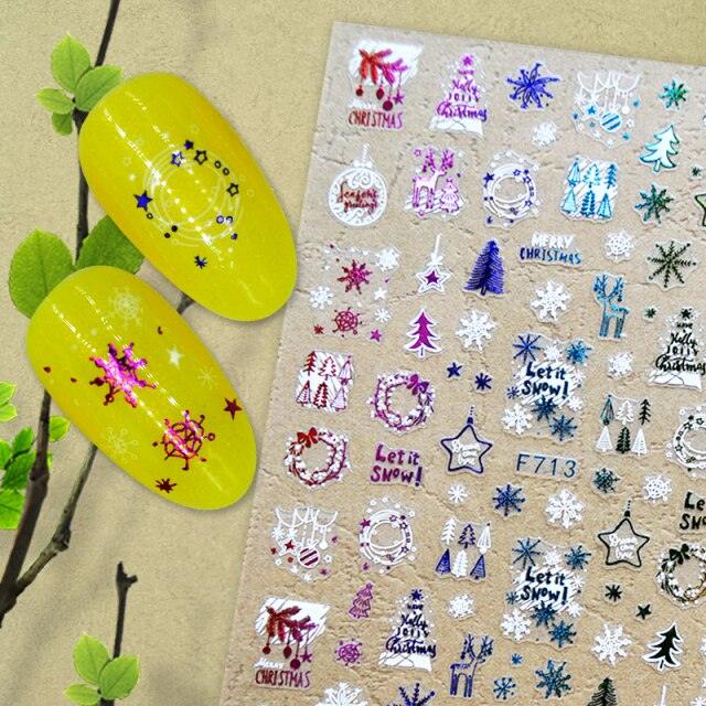 Christmas Snowflake Lines 3D Nail Stickers Gold And White Xmas Snowflakes Leaves Decals Slider Nail Art Decoration Wraps Nail Art Stickers Decal 3D Self-Adhesive Abstract Face Curve Graffiti Nail Design for Acrylic Nail Supplies Stevvex