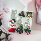 Christmas Snowman Silicone Mold Socks Leaf Bell Tree Cake Decoration Chocolate Fondant Baking Supplies 3D Art Xmas Molds Snowflake Silicone Mold Santa Claus Snowman Christmas Tree Fondant Mold Stevvex