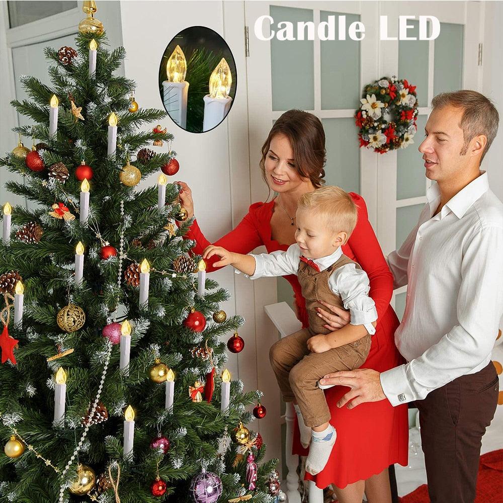 Christmas Tree Clip Candle Warm White Battery Operated Waterproof LED Flameless Taper Ivory Floating Candles with Remote Timer Ideal For Home Flameless Flashing With Remote And Suction Cup LED Candles For Halloween Birthday Garden Decoration Stevvex