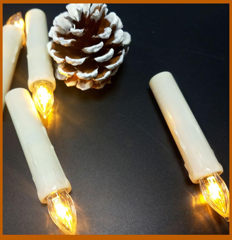 Christmas Tree Clip Candle Warm White Battery Operated Waterproof LED Flameless Taper Ivory Floating Candles with Remote Timer Ideal For Home Flameless Flashing With Remote And Suction Cup LED Candles For Halloween Birthday Garden Decoration Stevvex