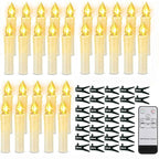 Christmas Tree Clip Candle Warm White Battery Operated Waterproof LED Flameless Taper Ivory Floating Candles with Remote Timer Ideal For Home Flameless Flashing With Remote And Suction Cup LED Candles For Halloween Birthday Garden Decoration Stevvex