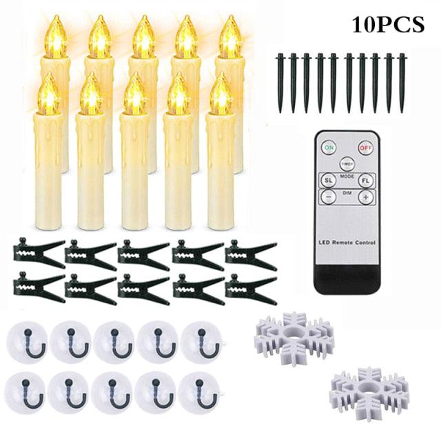 Christmas Tree Clip Candle Warm White Battery Operated Waterproof LED Flameless Taper Ivory Floating Candles with Remote Timer Ideal For Home Flameless Flashing With Remote And Suction Cup LED Candles For Halloween Birthday Garden Decoration Stevvex