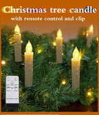 Christmas Tree Clip Candle Warm White Battery Operated Waterproof LED Flameless Taper Ivory Floating Candles with Remote Timer Ideal For Home Flameless Flashing With Remote And Suction Cup LED Candles For Halloween Birthday Garden Decoration Stevvex
