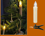 Christmas Tree Clip Candle Warm White Battery Operated Waterproof LED Flameless Taper Ivory Floating Candles with Remote Timer Ideal For Home Flameless Flashing With Remote And Suction Cup LED Candles For Halloween Birthday Garden Decoration Stevvex