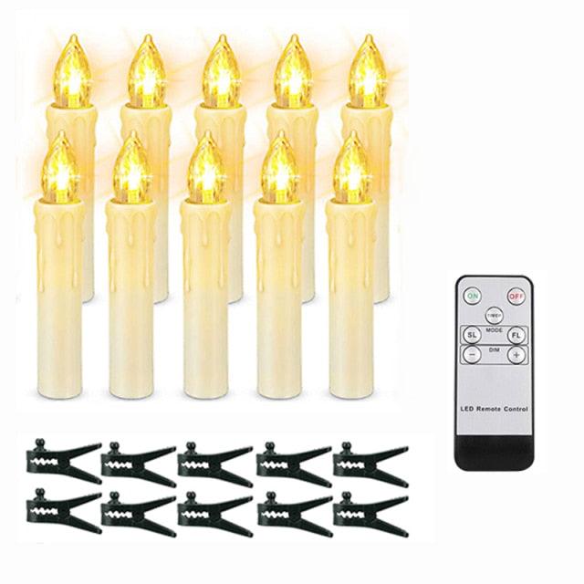 Christmas Tree Clip Candle Warm White Battery Operated Waterproof LED Flameless Taper Ivory Floating Candles with Remote Timer Ideal For Home Flameless Flashing With Remote And Suction Cup LED Candles For Halloween Birthday Garden Decoration Stevvex