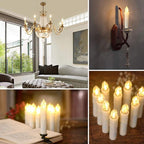 Christmas Tree Clip Candle Warm White Battery Operated Waterproof LED Flameless Taper Ivory Floating Candles with Remote Timer Ideal For Home Flameless Flashing With Remote And Suction Cup LED Candles For Halloween Birthday Garden Decoration Stevvex