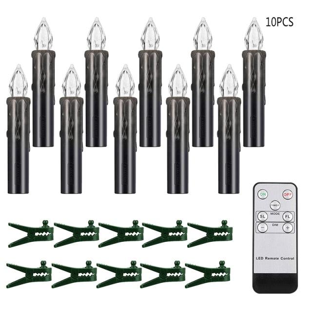 Christmas Tree Clip Candle Warm White Battery Operated Waterproof LED Flameless Taper Ivory Floating Candles with Remote Timer Ideal For Home Flameless Flashing With Remote And Suction Cup LED Candles For Halloween Birthday Garden Decoration Stevvex