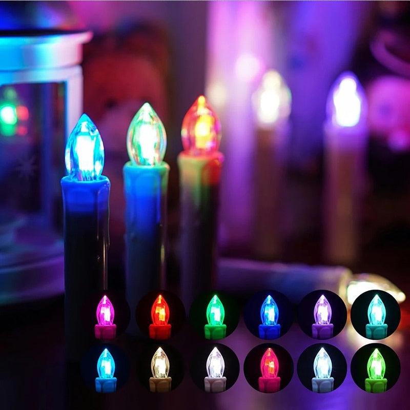 Christmas Tree Clip Candle Warm White Battery Operated Waterproof LED Flameless Taper Ivory Floating Candles with Remote Timer Ideal For Home Flameless Flashing With Remote And Suction Cup LED Candles For Halloween Birthday Garden Decoration Stevvex