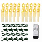 Christmas Tree Clip Candle Warm White Battery Operated Waterproof LED Flameless Taper Ivory Floating Candles with Remote Timer Ideal For Home Flameless Flashing With Remote And Suction Cup LED Candles For Halloween Birthday Garden Decoration Stevvex