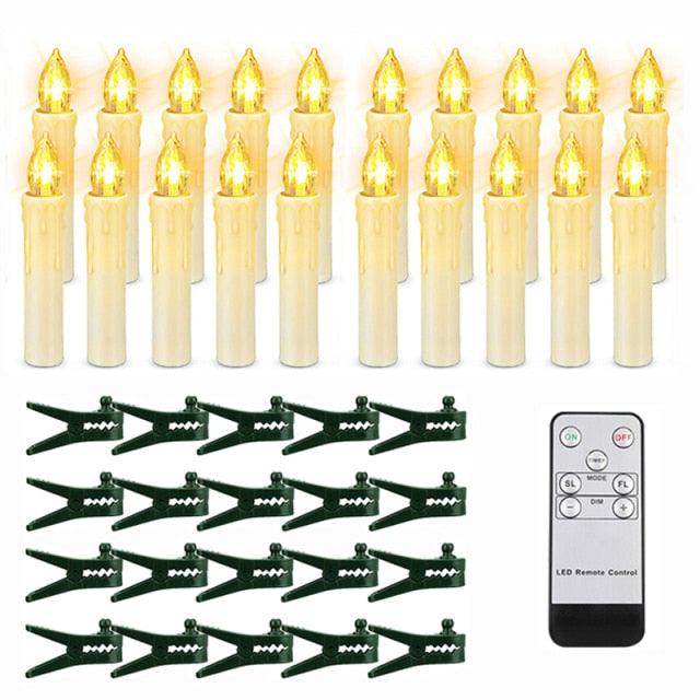 Christmas Tree Clip Candle Warm White Battery Operated Waterproof LED Flameless Taper Ivory Floating Candles with Remote Timer Ideal For Home Flameless Flashing With Remote And Suction Cup LED Candles For Halloween Birthday Garden Decoration Stevvex