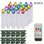 Christmas Tree Clip Candle Warm White Battery Operated Waterproof LED Flameless Taper Ivory Floating Candles with Remote Timer Ideal For Home Flameless Flashing With Remote And Suction Cup LED Candles For Halloween Birthday Garden Decoration Stevvex