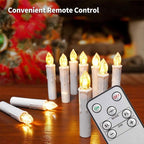 Christmas Tree Clip Candle Warm White Battery Operated Waterproof LED Flameless Taper Ivory Floating Candles with Remote Timer Ideal For Home Flameless Flashing With Remote And Suction Cup LED Candles For Halloween Birthday Garden Decoration Stevvex