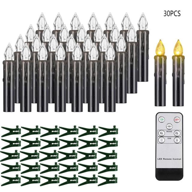 Christmas Tree Clip Candle Warm White Battery Operated Waterproof LED Flameless Taper Ivory Floating Candles with Remote Timer Ideal For Home Flameless Flashing With Remote And Suction Cup LED Candles For Halloween Birthday Garden Decoration Stevvex
