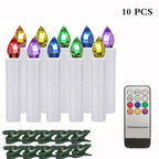 Christmas Tree Clip Candle Warm White Battery Operated Waterproof LED Flameless Taper Ivory Floating Candles with Remote Timer Ideal For Home Flameless Flashing With Remote And Suction Cup LED Candles For Halloween Birthday Garden Decoration Stevvex