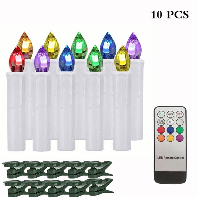 Christmas Tree Clip Candle Warm White Battery Operated Waterproof LED Flameless Taper Ivory Floating Candles with Remote Timer Ideal For Home Flameless Flashing With Remote And Suction Cup LED Candles For Halloween Birthday Garden Decoration Stevvex