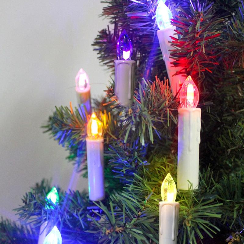 Christmas Tree Clip Candle Warm White Battery Operated Waterproof LED Flameless Taper Ivory Floating Candles with Remote Timer Ideal For Home Flameless Flashing With Remote And Suction Cup LED Candles For Halloween Birthday Garden Decoration Stevvex