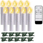Christmas Tree Clip Candle Warm White Battery Operated Waterproof LED Flameless Taper Ivory Floating Candles with Remote Timer Ideal For Home Flameless Flashing With Remote And Suction Cup LED Candles For Halloween Birthday Garden Decoration Stevvex