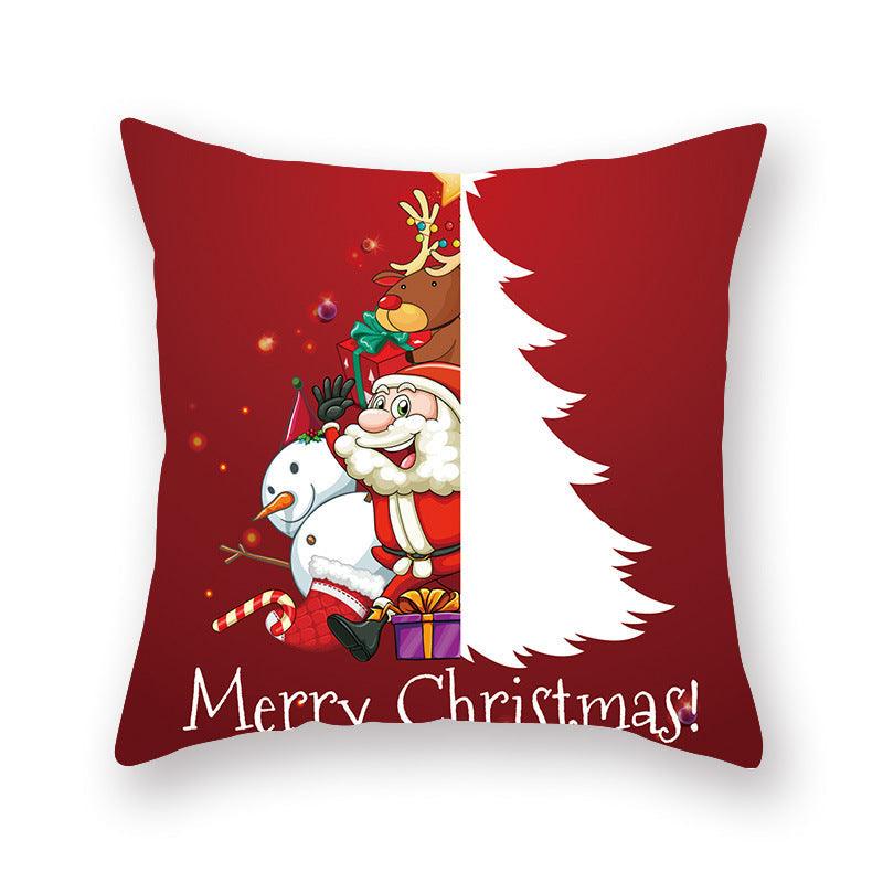 Christmas Xmas Red Pillow Case Tree Decoration Xmas Series Cushion Cover Case Pillow Zippered Square Pillowcase Santa Claus Cushion Cover Christmas Decorations For Home Snowman 45x45CM Stevvex